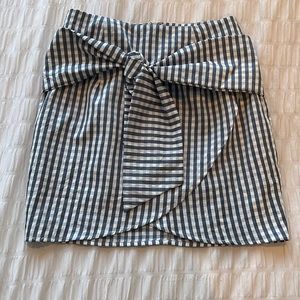 Superdown Blue & White Plaid Wrap Mini Skirt